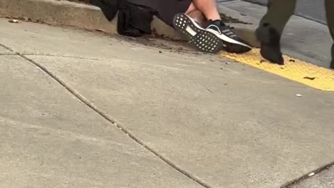 He kicked a car. Didn’t realize it belonged to a State Trooper until the door opened 😬