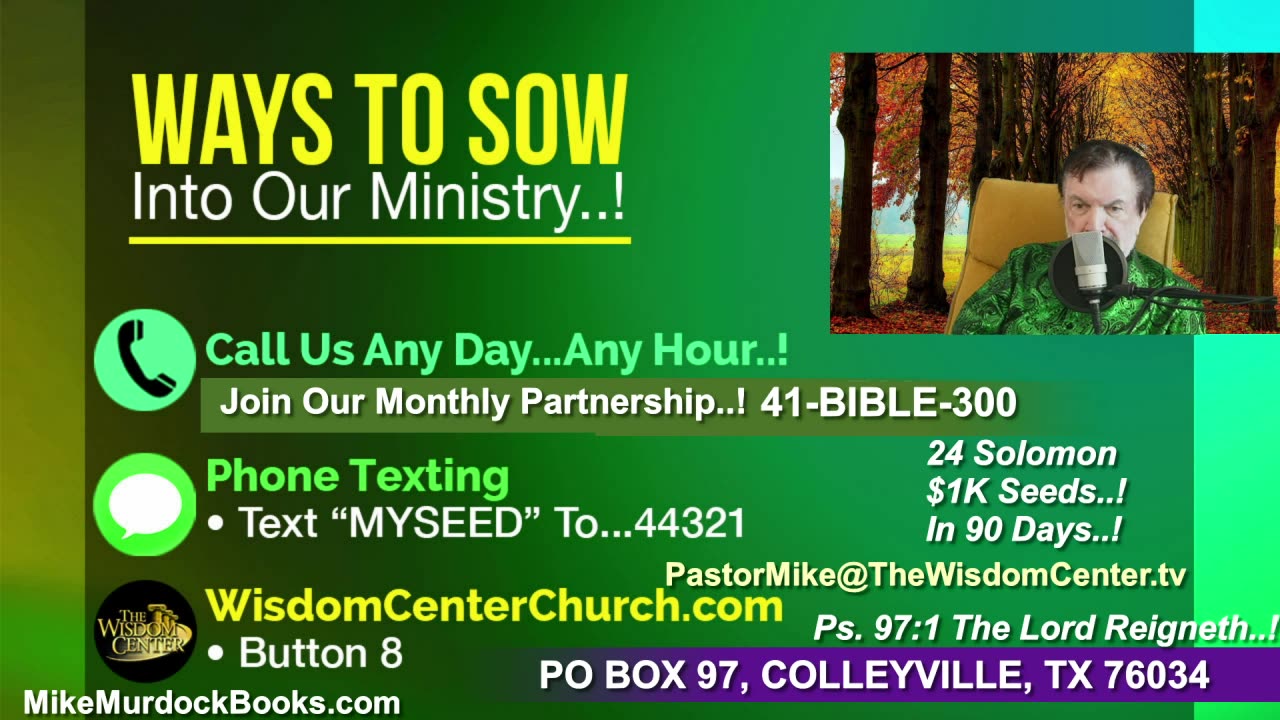 Mon Oct. 27 - MM Bible World With Mike Murdock..!!