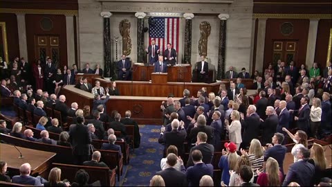 President Trump points at Democrats while he brags about his election win