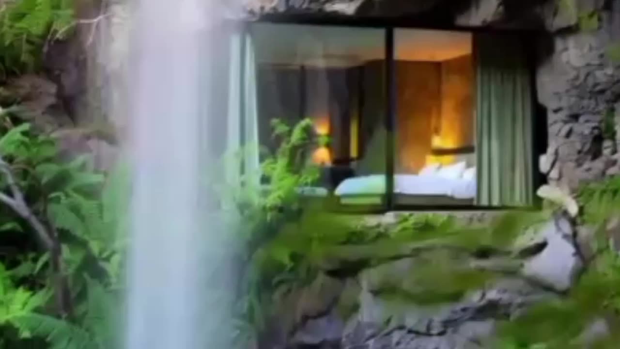 Cave Resort Bedroom with Waterfall,