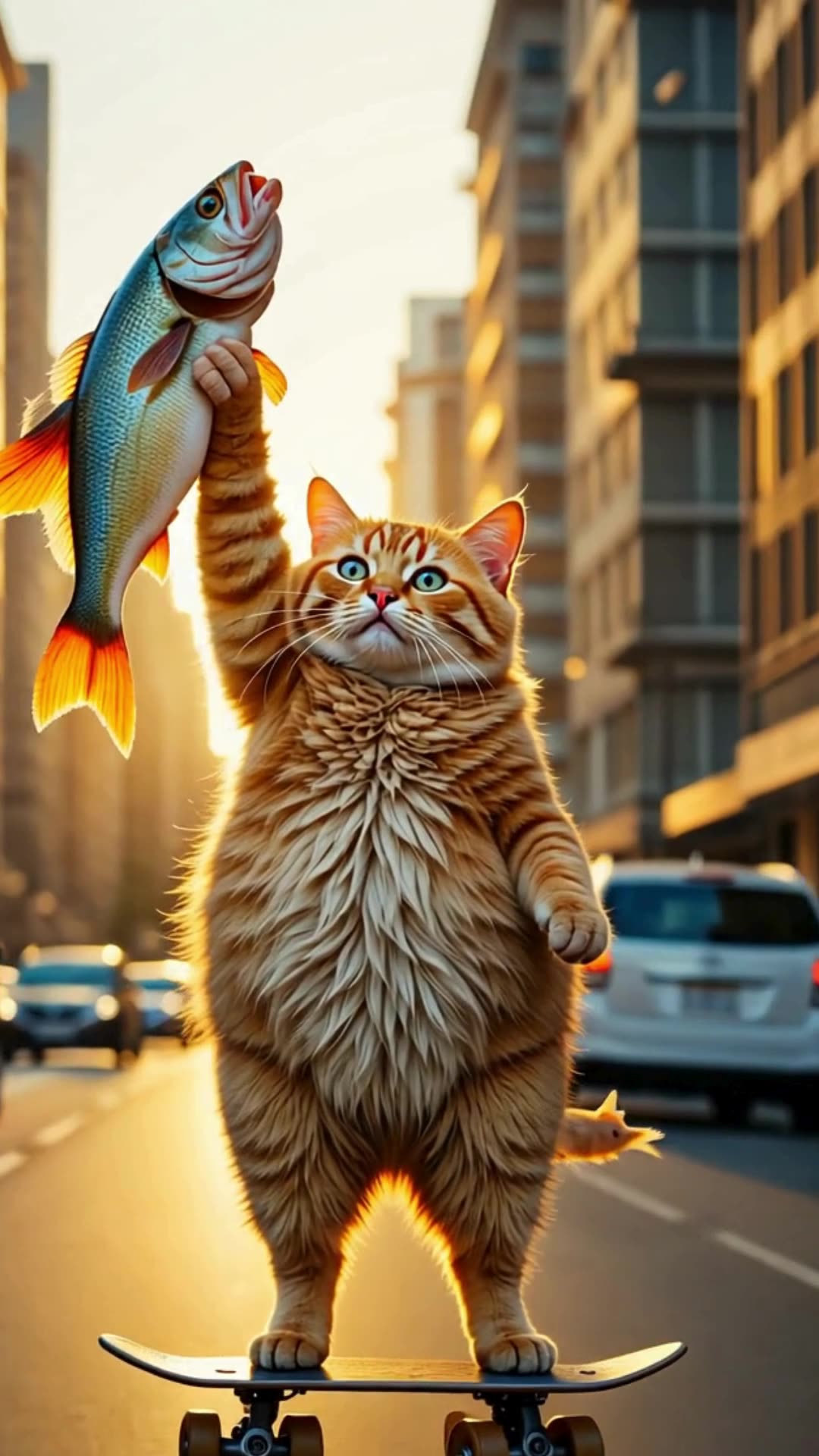 Cat Rumble cat catches fish