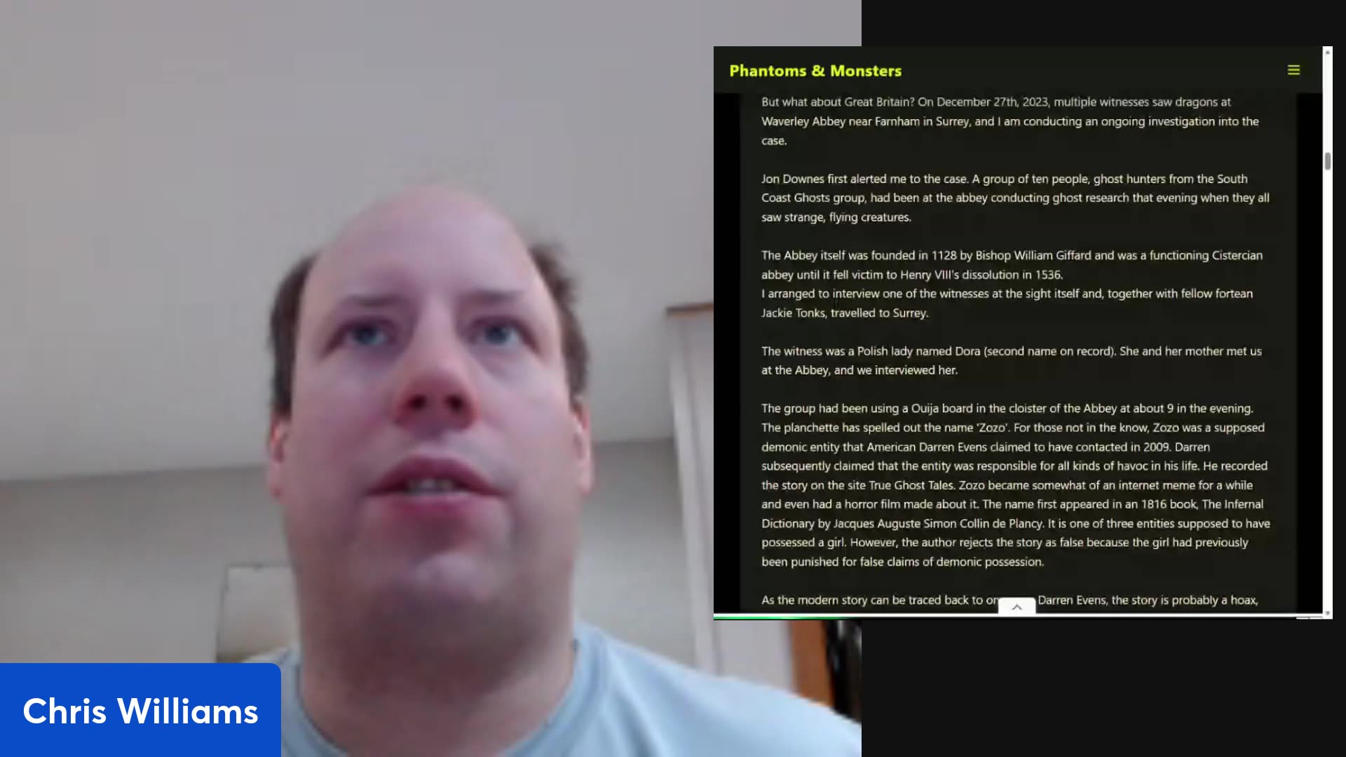 The Waverley Abbey , Surrey Dragon Sightings