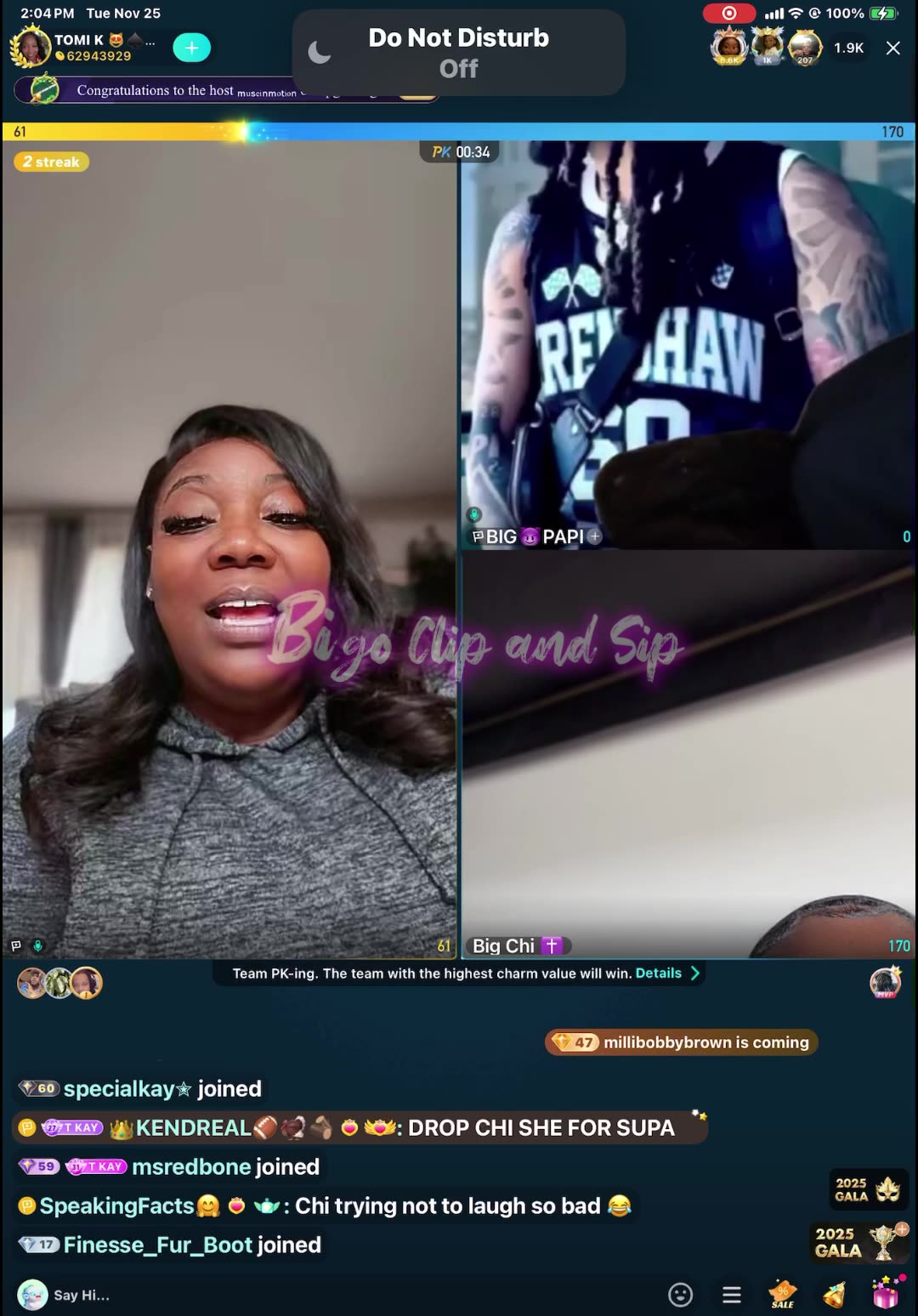 Team pk Supa TomiKay Papi Chi Gucci Tristian Sauce Papi 11/25/25 #bigoclipandsip