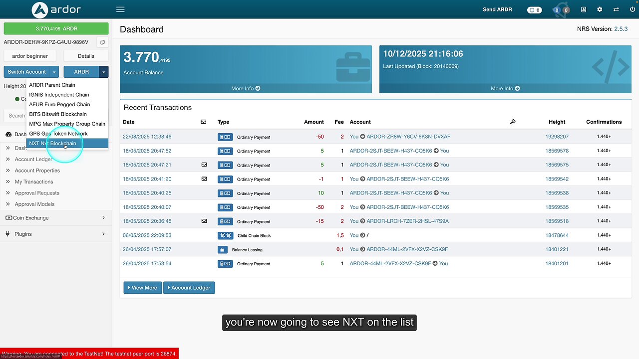 110 How to Access the New NXT Child Chain on Ardor Testnet