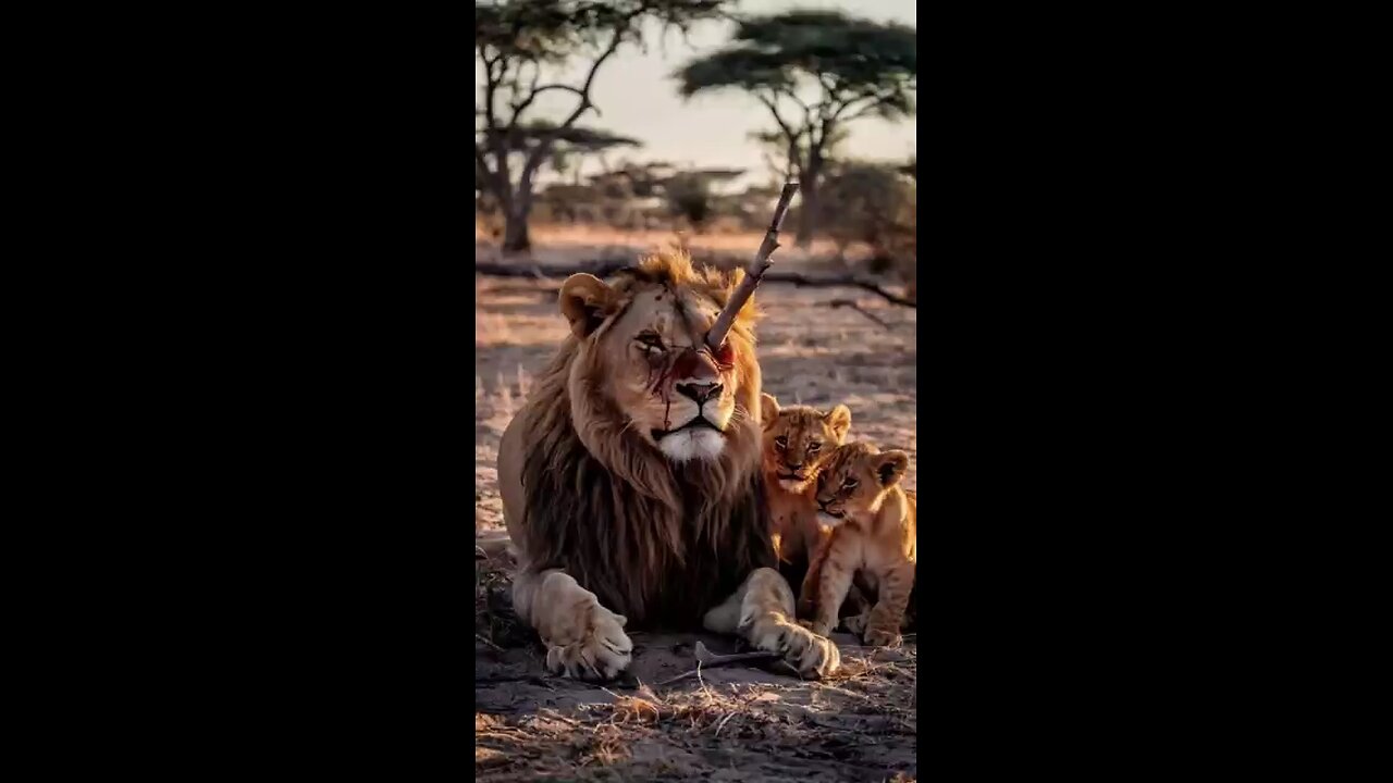 the silent Cry of the lion A branch lodge in his eye Removed by Rescuers.