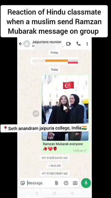 Reaction of Hindu classmate when a muslim classmate send Ramzan Mubarak message on college group