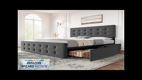 IDEALHOUSE Full Size Bed Frame with 4 Storage Drawers and Adjustable Headboard Review