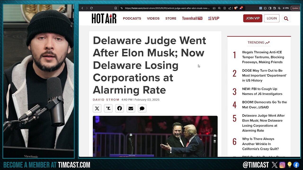 Delaware Democrats PANIC As Business FLEES State After Blocking Elon Telsa Pay, Tim Pool SLAMS WV