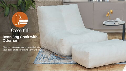 Bean Bag Chair with Ottoman, Comfy Bean Bag Sofa