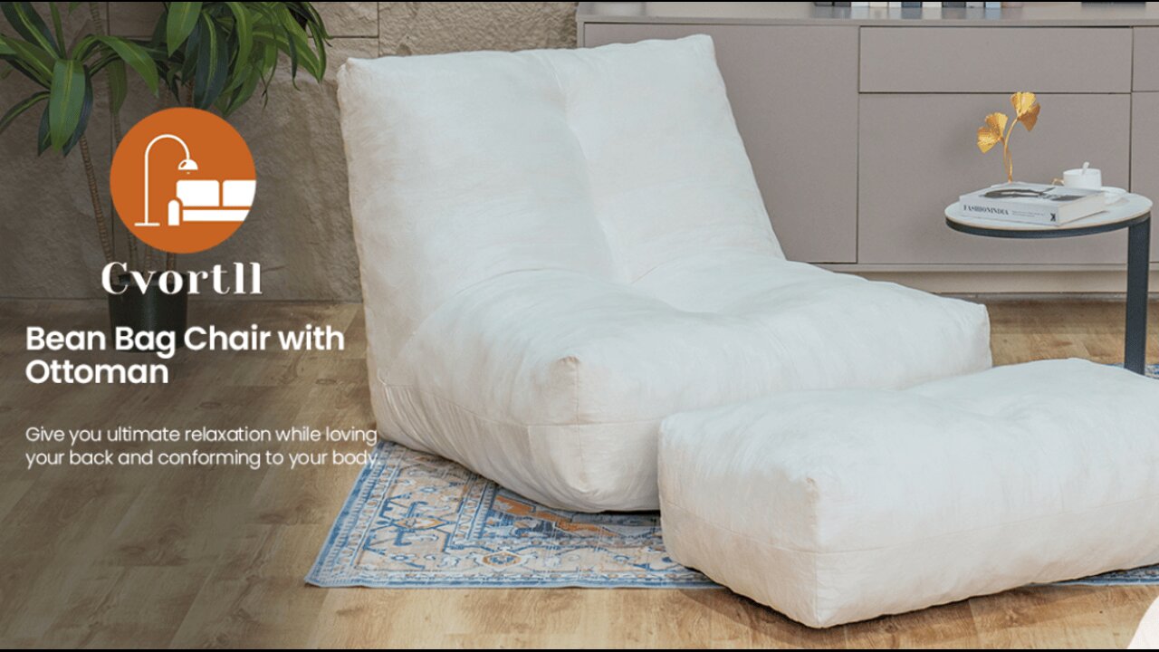 Bean Bag Chair with Ottoman, Comfy Bean Bag Sofa