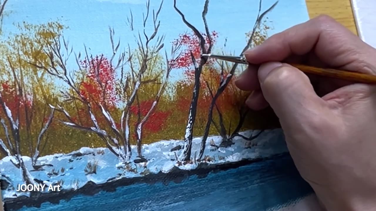 Winter Scenery Painting _ Acrylic Painting for Beginners