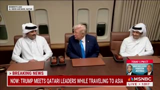 President Trump stopped in Qatar to meet w/ Emir on way to Malaysia, inside Air Force One, to make sure peace is holding
