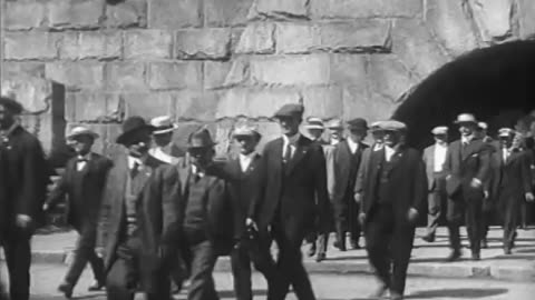 Men In Stone Arch a... - Men In Stone Arch and On Beach Henry Ford With Old Cars and - fc-fc-2074a-b