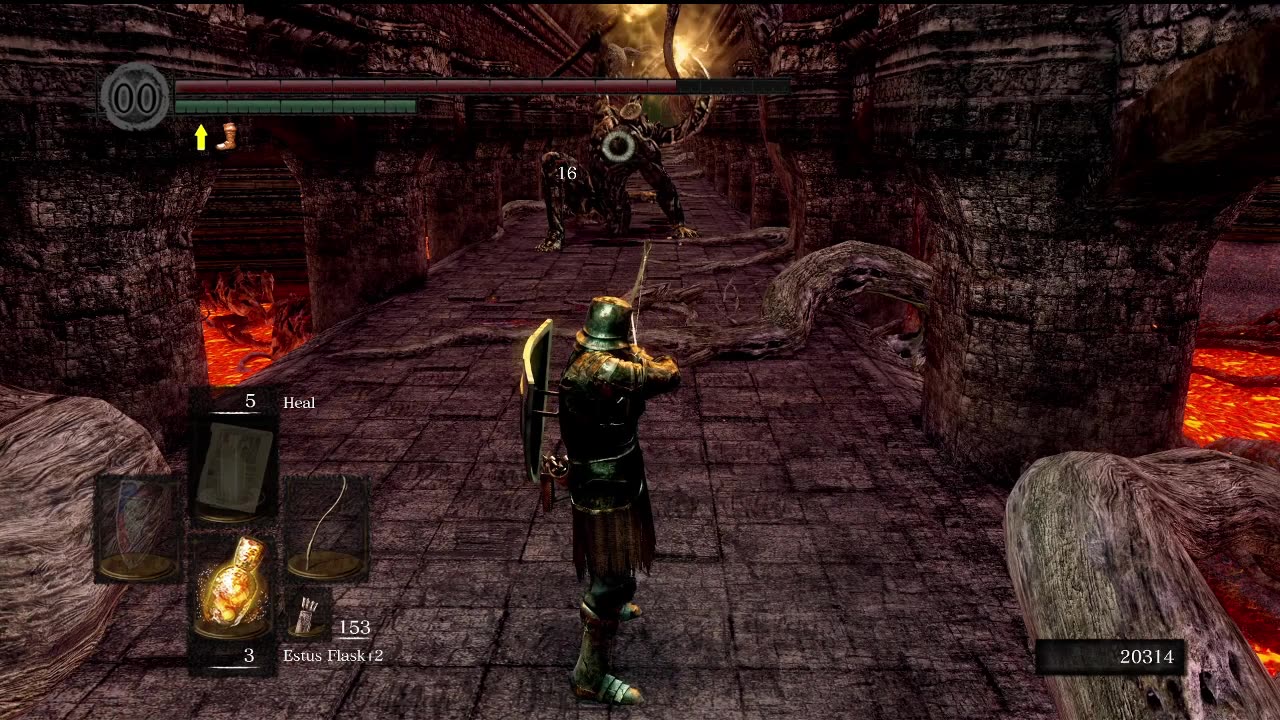 Dark Souls Remastered | Titanite Demon on bridge in Lost Izalith
