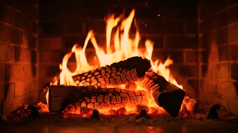 Burning Fireplace with Crackling and Soothing Fire Sounds