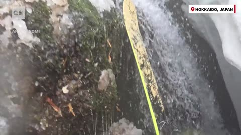 🤯✨ Skiier Falls Into Hidden Waterfall - Unbelievable Capture! | FeedMyCuriosity