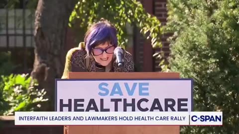 The elderly purple-haired Congresslady says the Bible teaches social justice