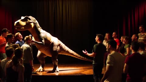 T-rex doing stand-up comedy.