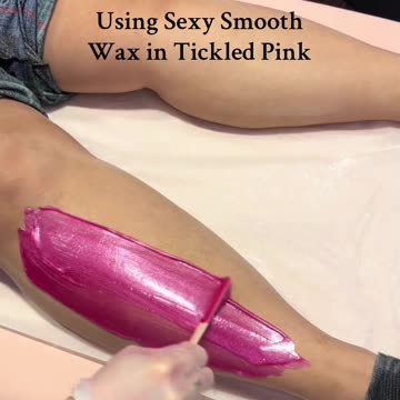 Leg Waxing with Sexy Smooth Tickled Pink Hard Wax Demo | @beauty.w.dal Waxing Tutorial