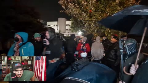 #Cam Higby Walks On The Sidewalk While #Mace Face Big #Mad At The #ANTIFA #Portland #ICE #Protest