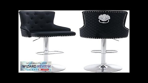 Velvet Barstools Set of 2 Height Adjustable Swivel Counter Barstools with Lion Review