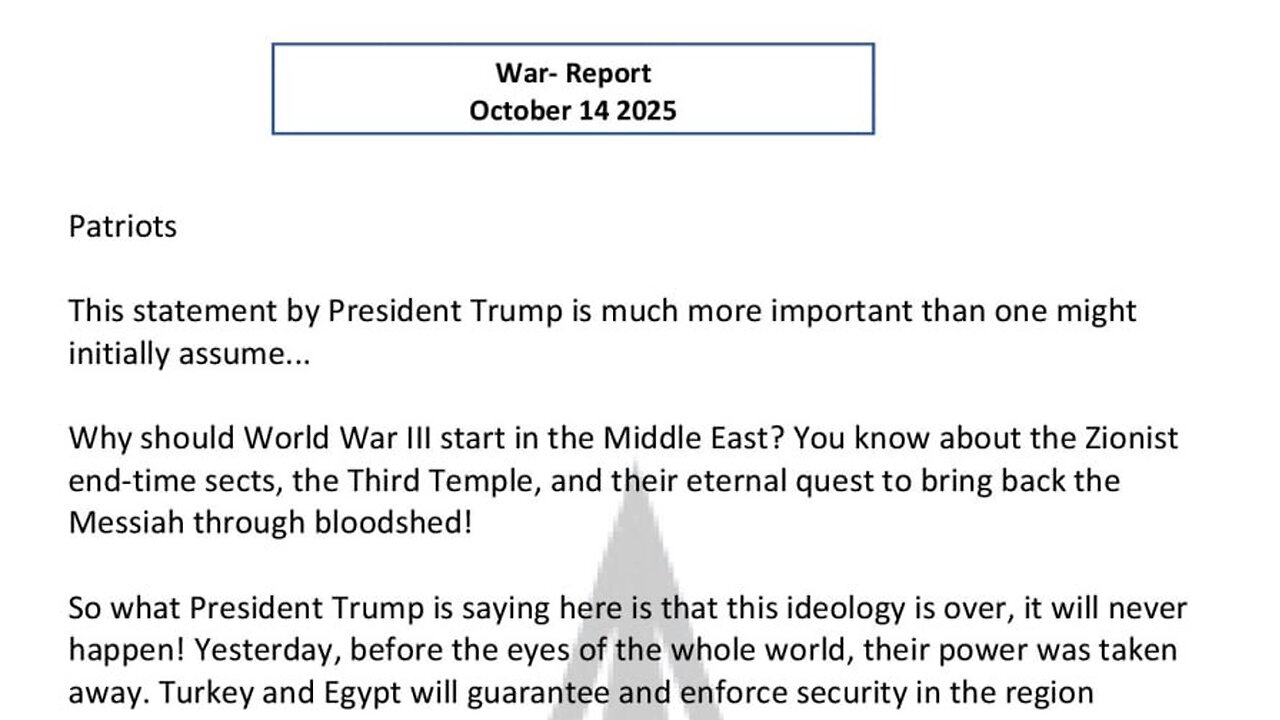 WAR REPORT - OCT 14 2025 - WE ARE CLOSER TO PEACE THAN EVER BEFORE