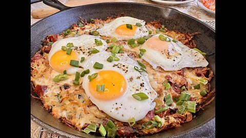 Crispy Cheesy Corned Beef Hash & Eggs Recipe!