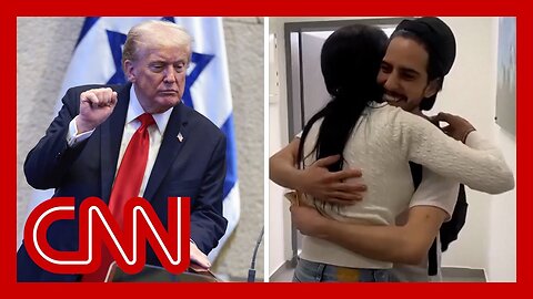 Hostage families reunited as Trump is cheered in Israeli parliament