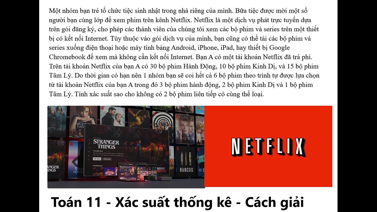 Toán 11: Netflix: Một nhóm bạn trẻ tổ chức tiệc sinh nhật trong nhà riêng của mình. Bữa tiệc được