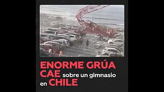 Grúa se desploma sobre gimnasio en Arica, Chile