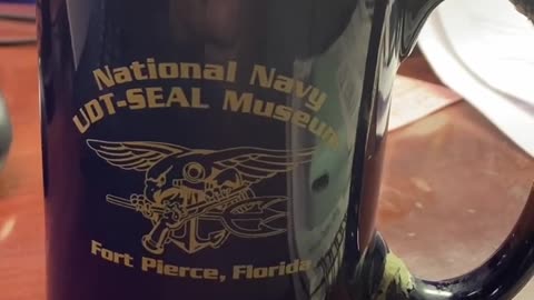 Drinking Coffee from My Vintage Navy SEAL Museum Mug ☕ | Handle Glued Back Several Times! #navy