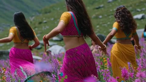 garhwaali girls dance group dancing in valley of flowers and impressing