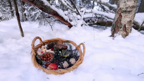 Winter Basket in the Forest - Northern Sweden 🇸🇪🐿️🌲❄️
