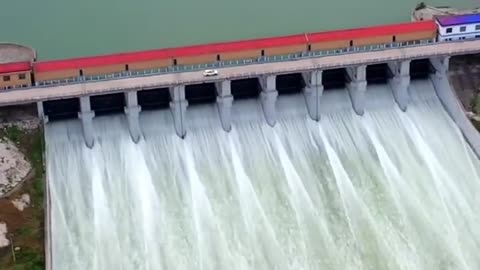 Power of Nature: Water Spill from a Majestic Dam