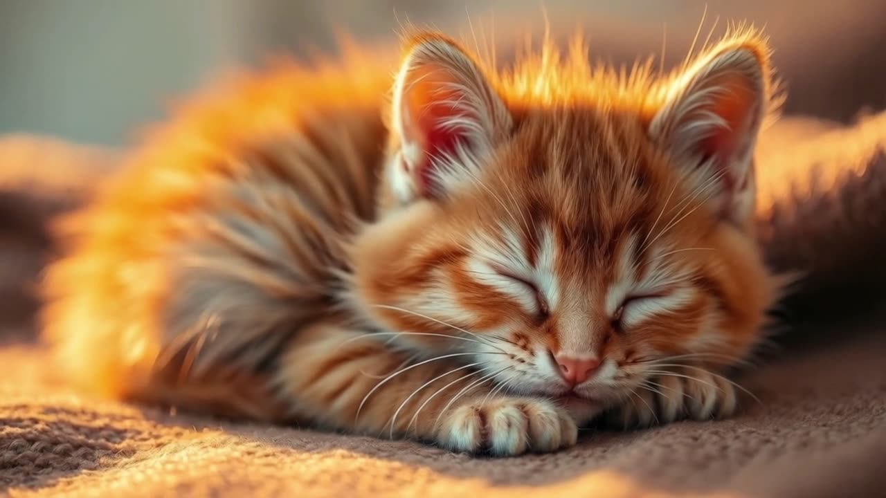 Kitty Cat Nap Sleeping Kitten Sleep Sounds Calming Piano 4 Minutes 4K