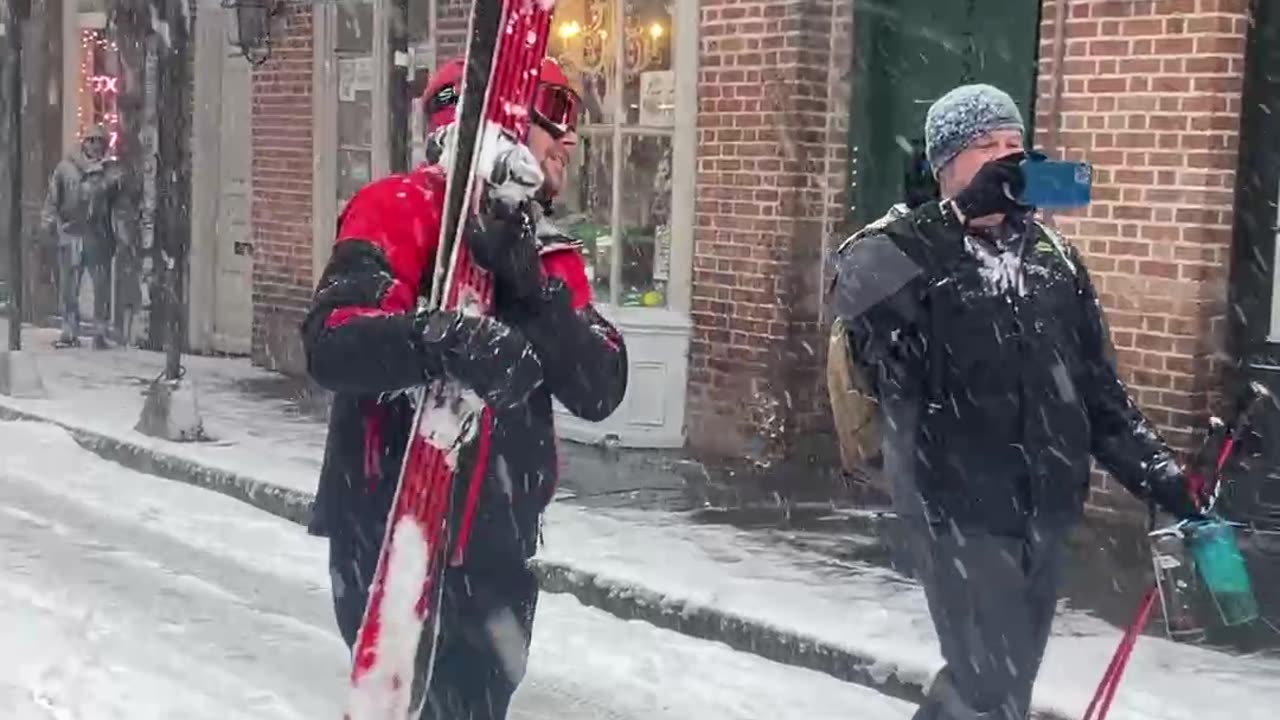 French Quarter Musicians Play In Historic Snowfall