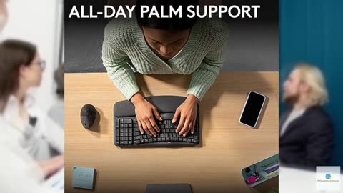 Logitech Wave Keys Wireless Ergonomic Keyboard with Cushioned Palm Rest, Comfort