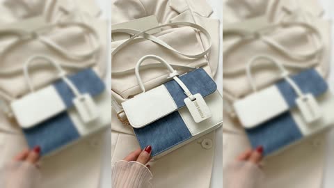 Two-Tone PU Leather Crossbody Bag