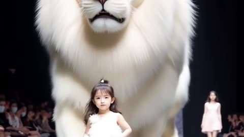 Big lion __Cute baby __fashion show #lion #baby #agt #shorts #rksedit