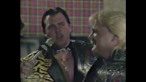 pipers pit-with dream team of Brutus beefcake & Greg valentine as tag team champs