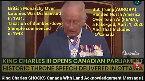 Charles Continues To Fake A Monarchy Over Canada With Complicit Masonic Traitors