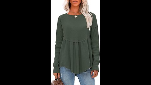 EXLURA Waffle Knit Long Sleeve Shirts