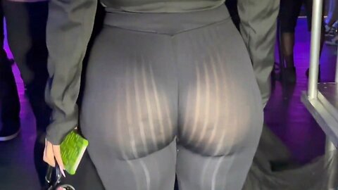 Transparent leggings with visible thong in public. See-through spandex. Sheer yoga pants. #189