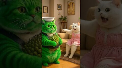 Blue Cat Betrays His Wife and the End Green Cat