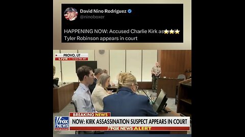 David Nino Rodriguez ~ HAPPENING NOW: Accused Charlie Kirk as. Tyler Robinson appears in court