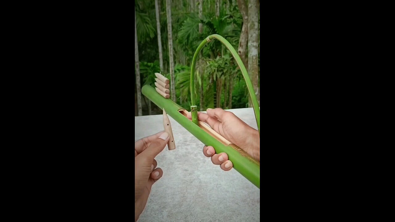 bamboo invention with slingshot