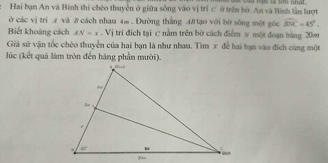 Toán 10: Hai bạn An và Binh thi chèo thuyền ở giữa sông vào vị trí ch ở trên bờ. An và Bình lần lượt