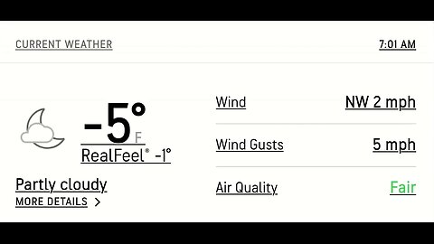 -5°F in NJ Saturday January 31, 2026 at 7:01AM