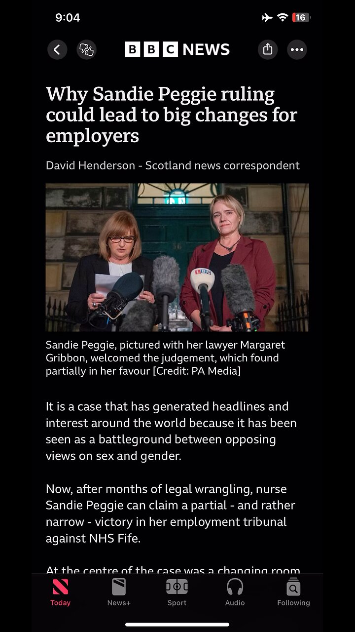 NHS : court ruling : sex and gender changing rooms :Sandie Peggie