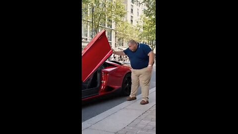 Fat man can’t get into a sports car
